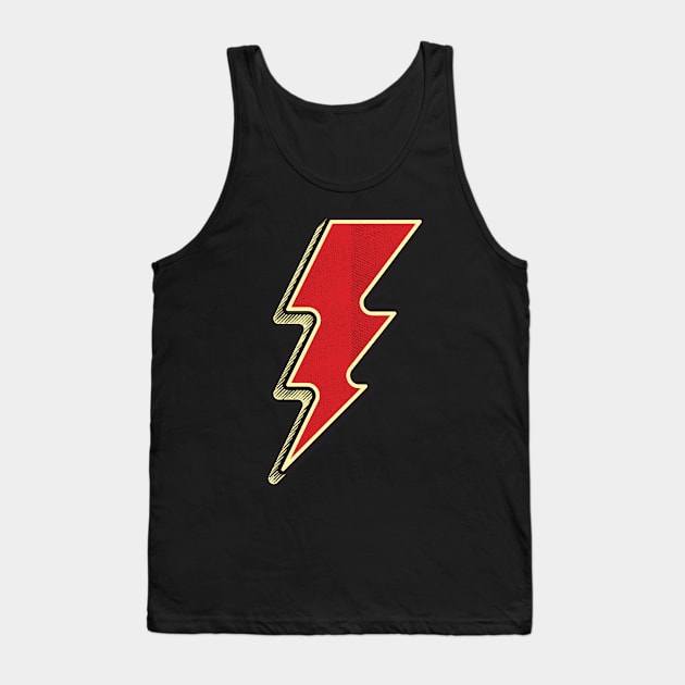 KICK ASS Flash Lightning Bolt Electricity Symbol Vintage Style Sketch Tank Top by Naumovski